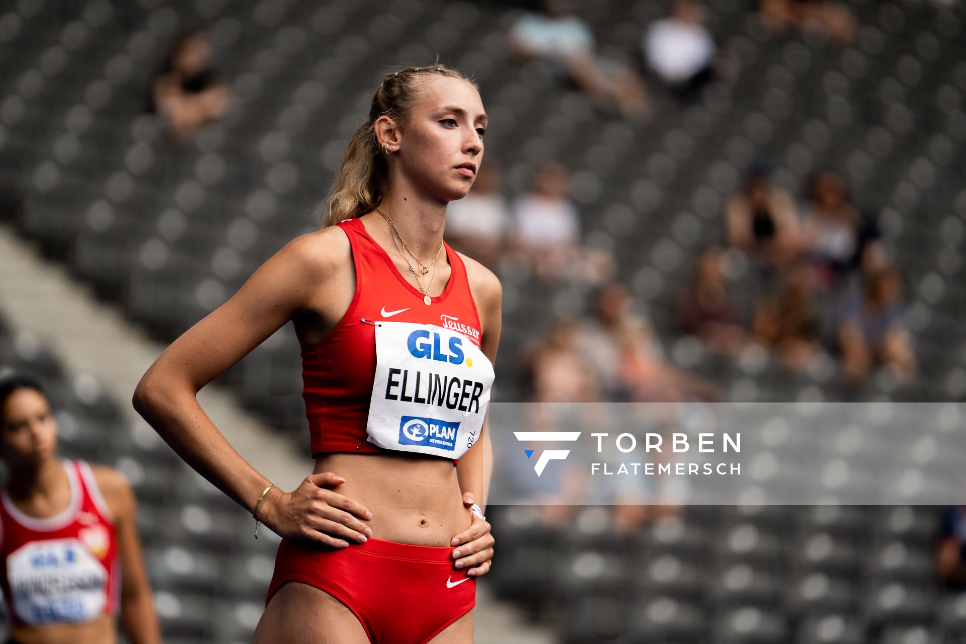 Jara Ellinger (TSG 1845 Heilbronn) im Hochsprung waehrend der deutschen Leichtathletik-Meisterschaften im Olympiastadion am 25.06.2022 in Berlin
